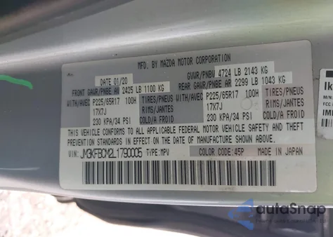 2020 Mazda Cx-5 Touring из США, поврежденный, VIN JM3KFBCM2L1790005